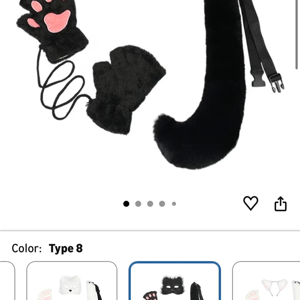 Amazon Black Cat Mittens and Tail Set